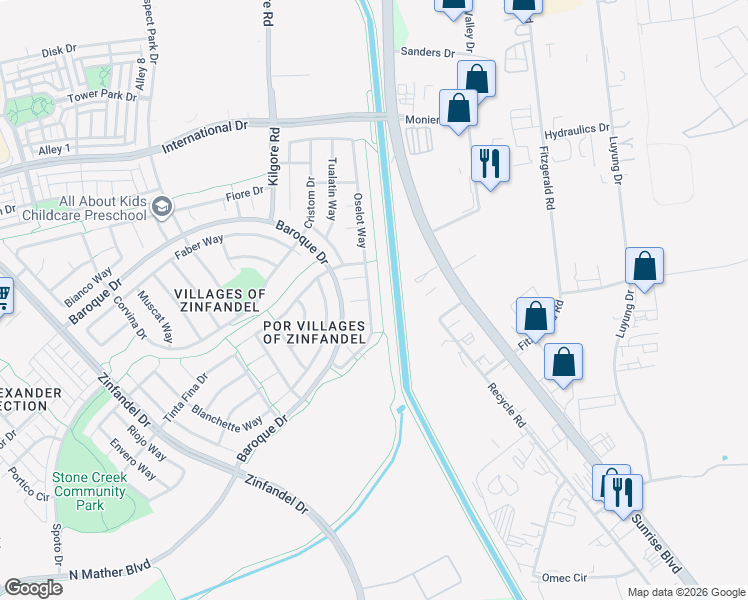 map of restaurants, bars, coffee shops, grocery stores, and more near 3399 Oselot Way in Gold River