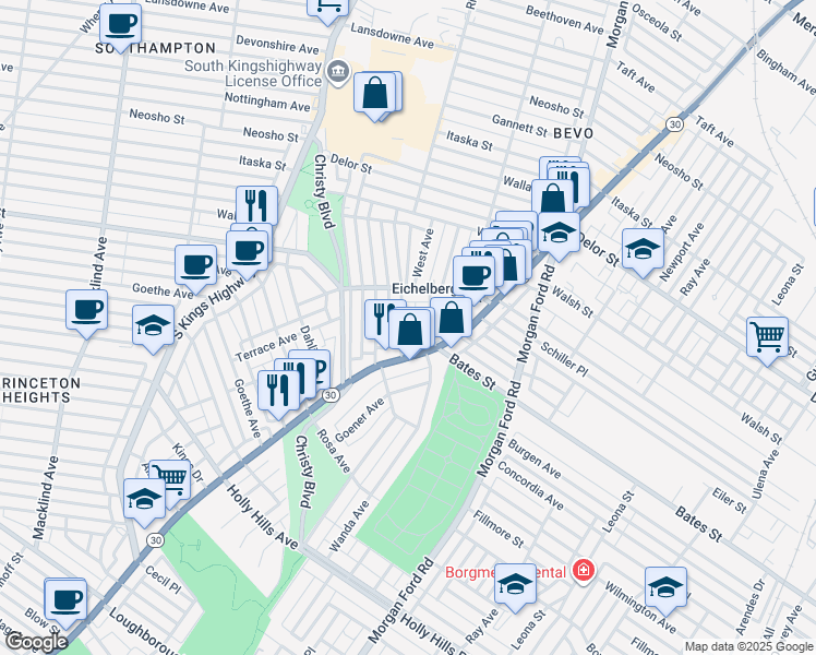 map of restaurants, bars, coffee shops, grocery stores, and more near 5442 Cologne Avenue in St. Louis