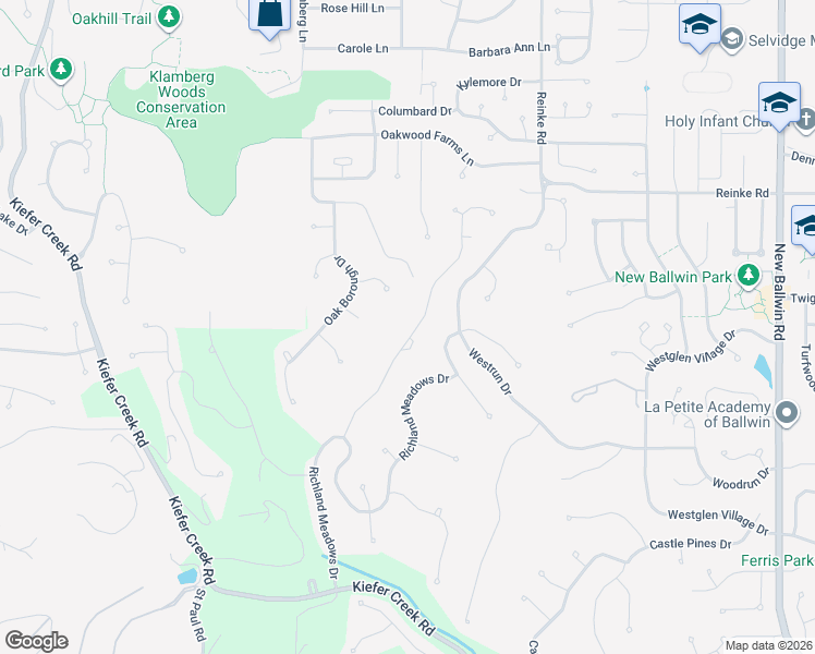 map of restaurants, bars, coffee shops, grocery stores, and more near 413 Gateford Drive in Ballwin