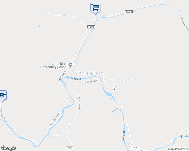 map of restaurants, bars, coffee shops, grocery stores, and more near 7330 Old Turnpike Road in Little Birch