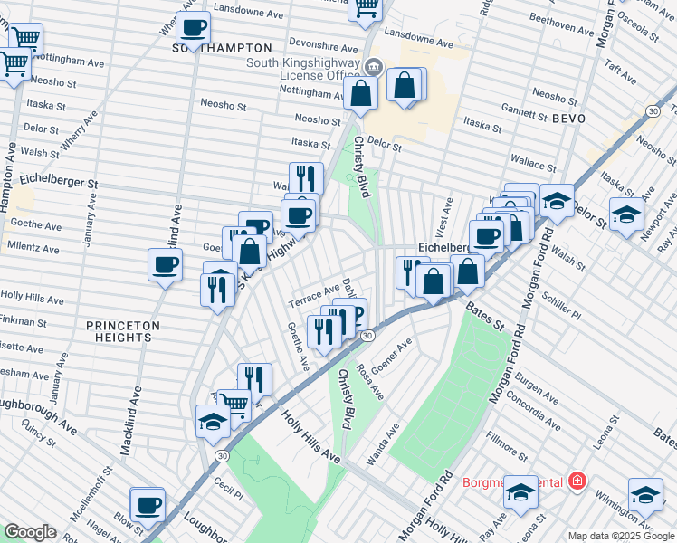 map of restaurants, bars, coffee shops, grocery stores, and more near 4714 Dahlia Avenue in St. Louis