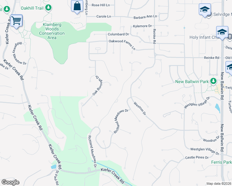 map of restaurants, bars, coffee shops, grocery stores, and more near 399 Gateford Drive in Ballwin
