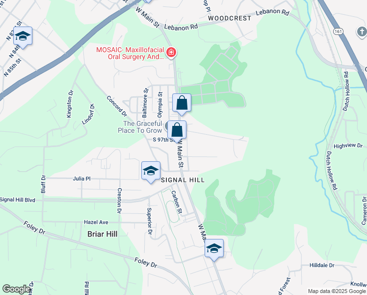 map of restaurants, bars, coffee shops, grocery stores, and more near 19 North 96th Street in Belleville