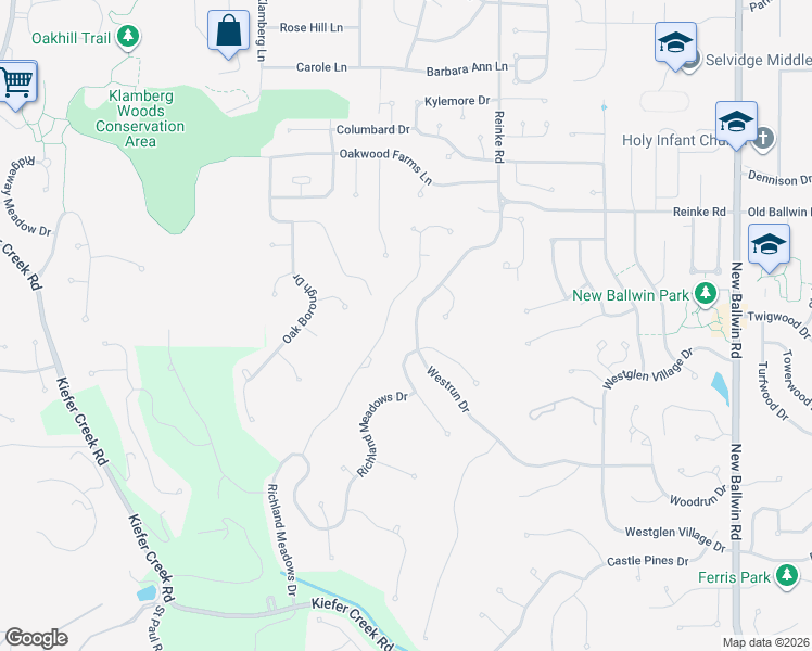 map of restaurants, bars, coffee shops, grocery stores, and more near 399 Gateford Drive in Ballwin