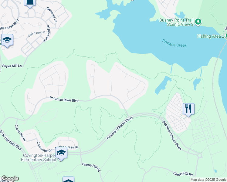 map of restaurants, bars, coffee shops, grocery stores, and more near 17239 Miss Packard Court in Dumfries
