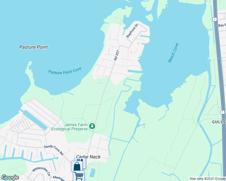 map of restaurants, bars, coffee shops, grocery stores, and more near 29453 Cedar Neck Road in Ocean View