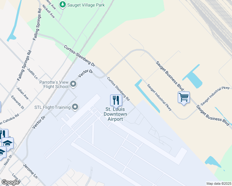 map of restaurants, bars, coffee shops, grocery stores, and more near in Sauget