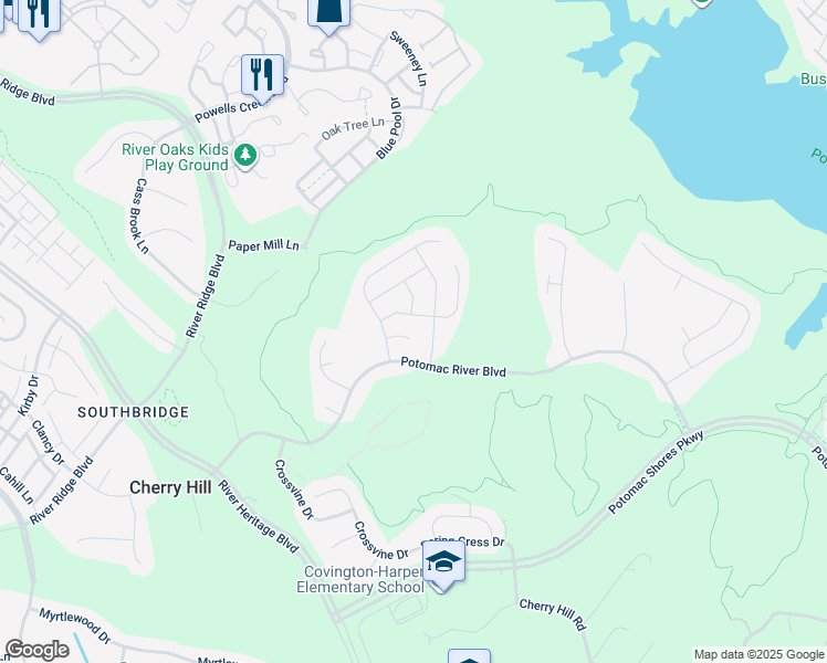 map of restaurants, bars, coffee shops, grocery stores, and more near 2454 Conqueror Court in Dumfries