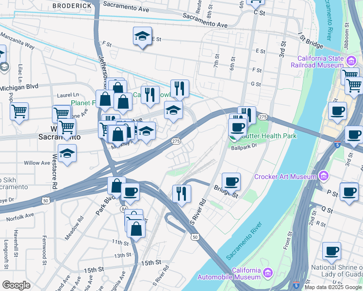 map of restaurants, bars, coffee shops, grocery stores, and more near in 