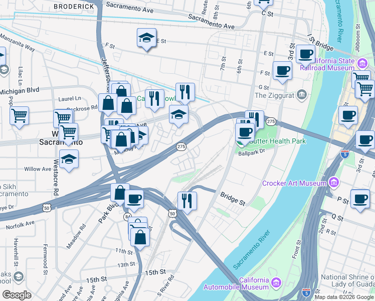 map of restaurants, bars, coffee shops, grocery stores, and more near in 