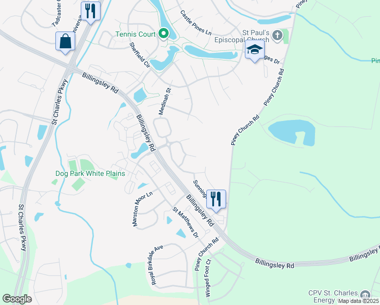 map of restaurants, bars, coffee shops, grocery stores, and more near 5084 Ottawa Park Place in Waldorf
