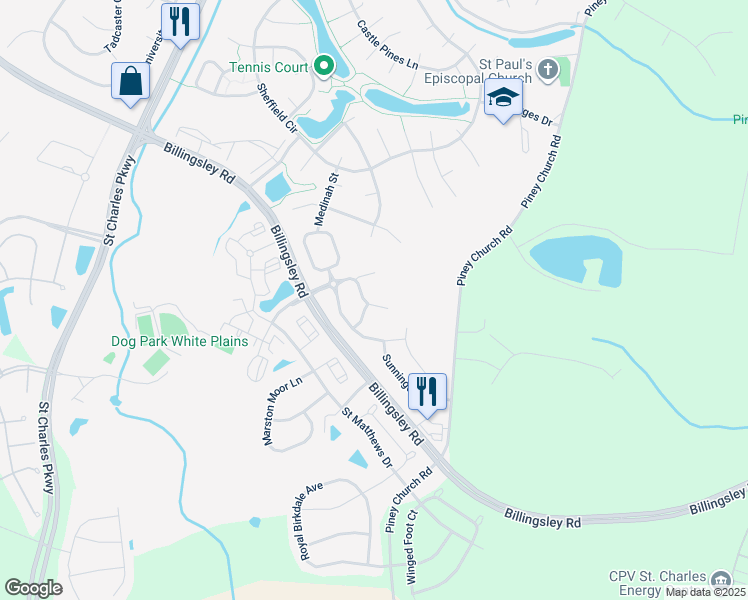 map of restaurants, bars, coffee shops, grocery stores, and more near 5084 Ottawa Park Place in Waldorf