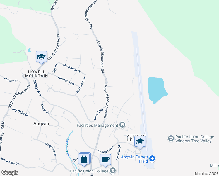 map of restaurants, bars, coffee shops, grocery stores, and more near 400 Howell Mountain Road in Angwin
