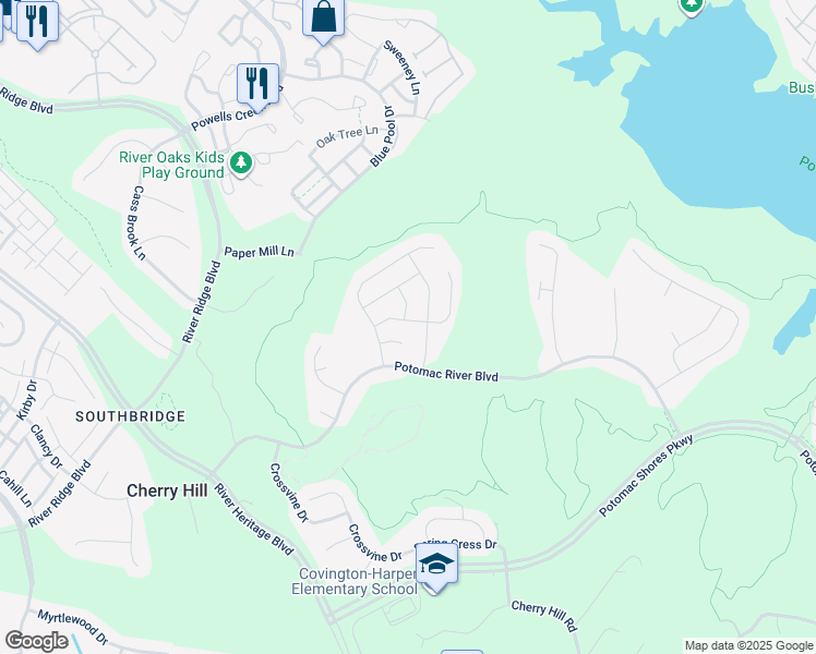 map of restaurants, bars, coffee shops, grocery stores, and more near 2365 Harmsworth Drive in Dumfries