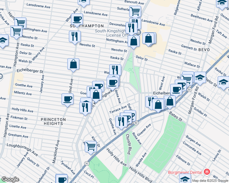 map of restaurants, bars, coffee shops, grocery stores, and more near 4766 Rosa Avenue in St. Louis