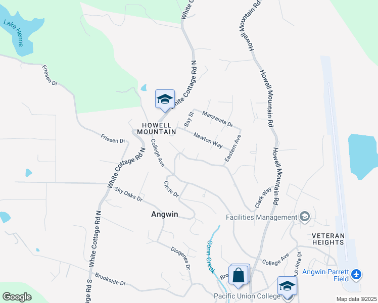 map of restaurants, bars, coffee shops, grocery stores, and more near 440 Clark Way in Angwin