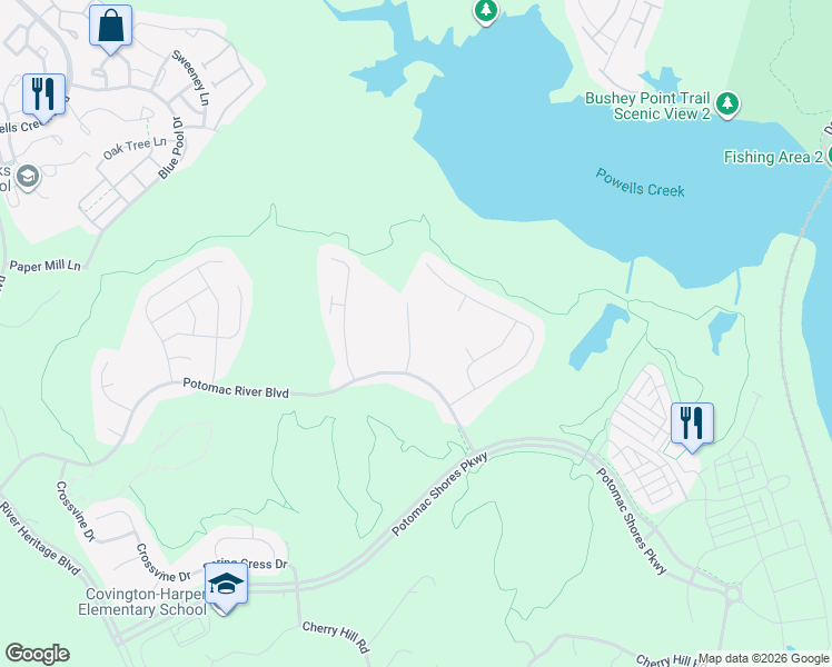 map of restaurants, bars, coffee shops, grocery stores, and more near 17223 Miss Packard Court in Dumfries