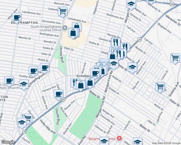 map of restaurants, bars, coffee shops, grocery stores, and more near 5354 Gilson Avenue in St. Louis