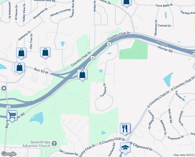 map of restaurants, bars, coffee shops, grocery stores, and more near 4203 Willowlake Ct in Jefferson City