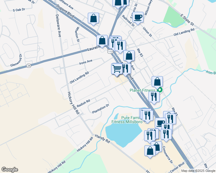 map of restaurants, bars, coffee shops, grocery stores, and more near 27004 Greenleaf Drive in Millsboro