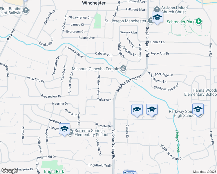 map of restaurants, bars, coffee shops, grocery stores, and more near 8 Hassam Court in Ballwin
