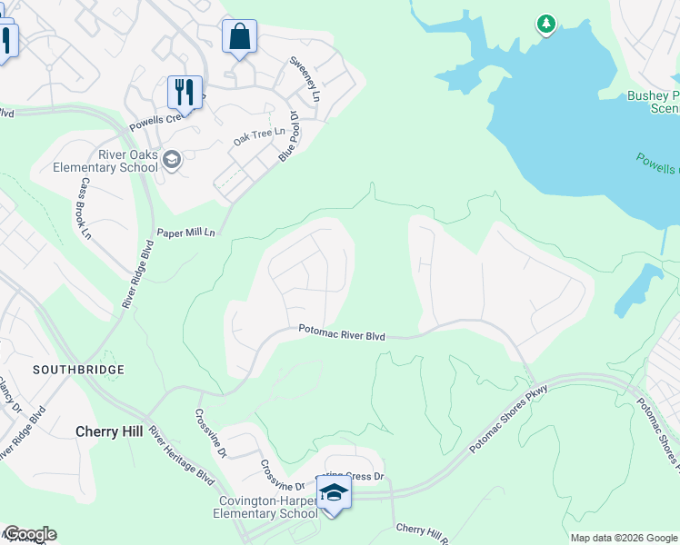 map of restaurants, bars, coffee shops, grocery stores, and more near 2332 Harmsworth Drive in Dumfries