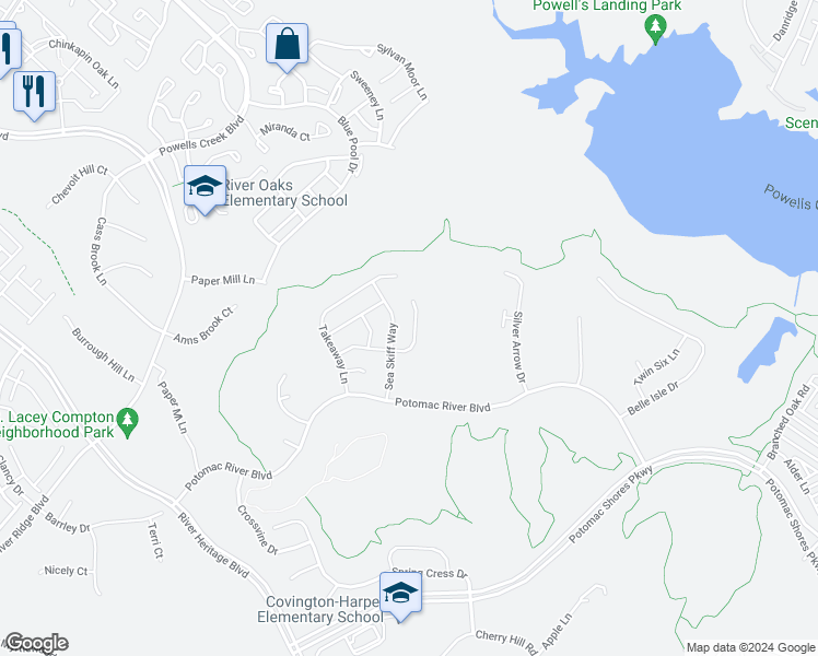 map of restaurants, bars, coffee shops, grocery stores, and more near 2332 Harmsworth Drive in Dumfries