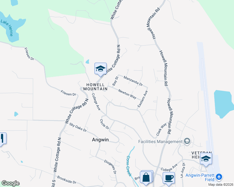map of restaurants, bars, coffee shops, grocery stores, and more near 440 Clark Way in Angwin