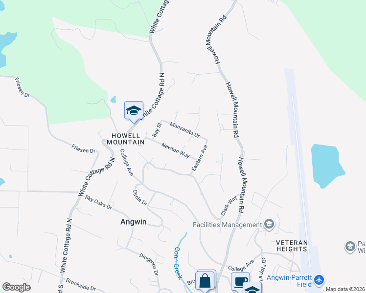 map of restaurants, bars, coffee shops, grocery stores, and more near 335 Manzanita Drive in Angwin