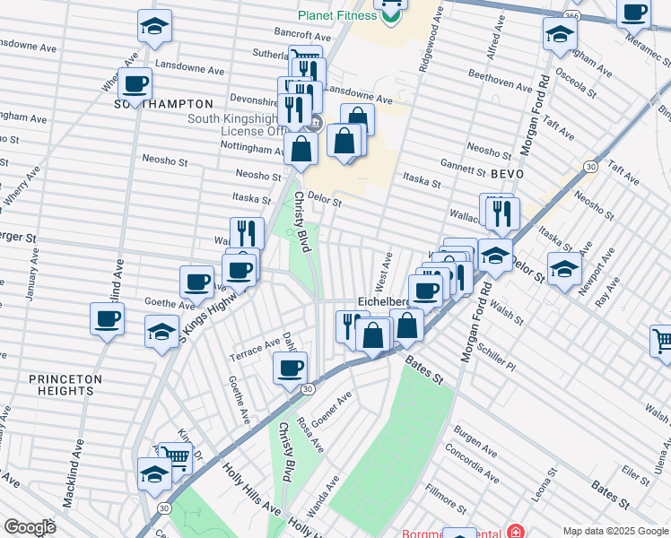 map of restaurants, bars, coffee shops, grocery stores, and more near 5135 Dresden Avenue in Saint Louis