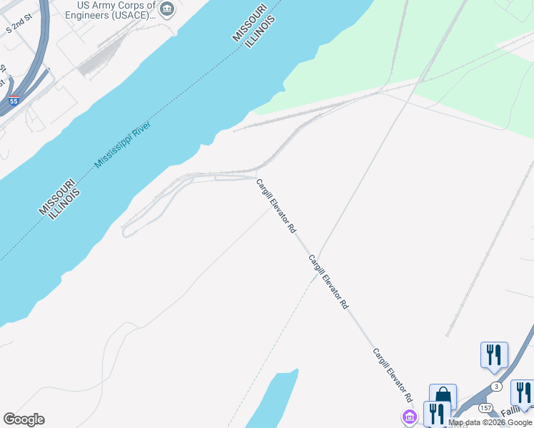 map of restaurants, bars, coffee shops, grocery stores, and more near 189 American Grain Street in Cahokia