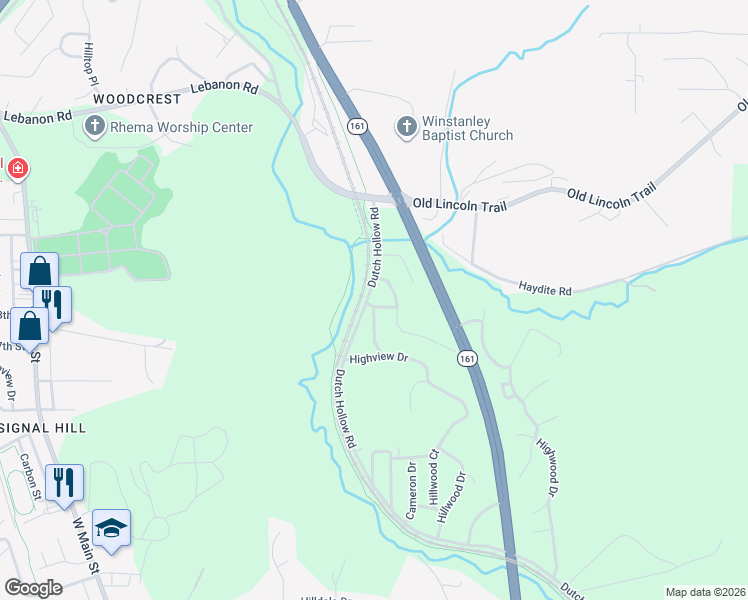 map of restaurants, bars, coffee shops, grocery stores, and more near 2800 Dutch Hollow Road in Belleville