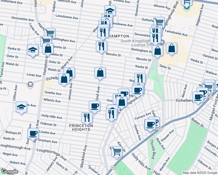 map of restaurants, bars, coffee shops, grocery stores, and more near 5147 Eichelberger Street in St. Louis