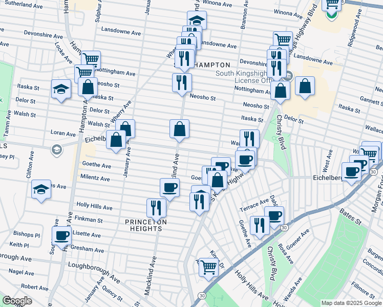 map of restaurants, bars, coffee shops, grocery stores, and more near 5147 Eichelberger Street in St. Louis