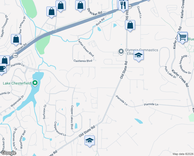 map of restaurants, bars, coffee shops, grocery stores, and more near 179 Beacon Point Lane in Wildwood