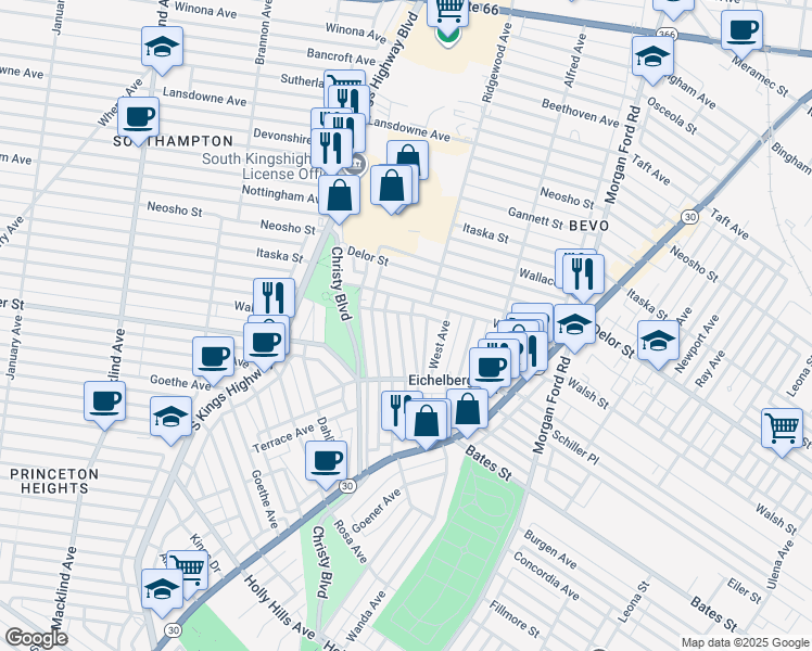 map of restaurants, bars, coffee shops, grocery stores, and more near 5111 Cologne Avenue in St. Louis