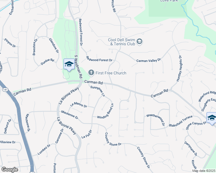 map of restaurants, bars, coffee shops, grocery stores, and more near 600 Mulberry Grove Court in Ballwin