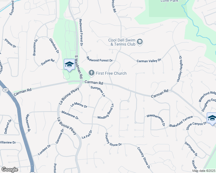 map of restaurants, bars, coffee shops, grocery stores, and more near 600 Mulberry Grove Ct in Ballwin