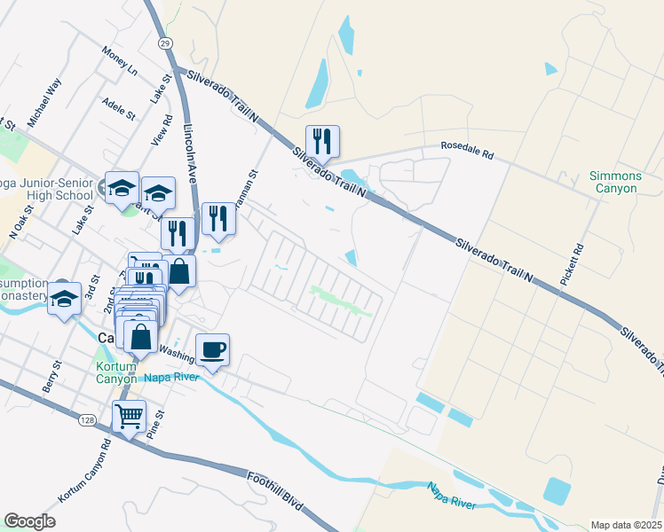 map of restaurants, bars, coffee shops, grocery stores, and more near 300 Chablis North in Calistoga