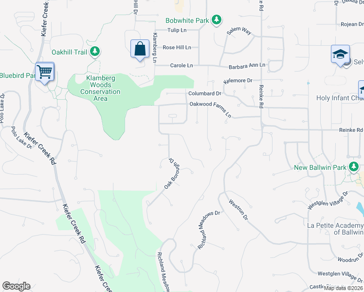 map of restaurants, bars, coffee shops, grocery stores, and more near 337 Oakmont Farm Drive in Ballwin