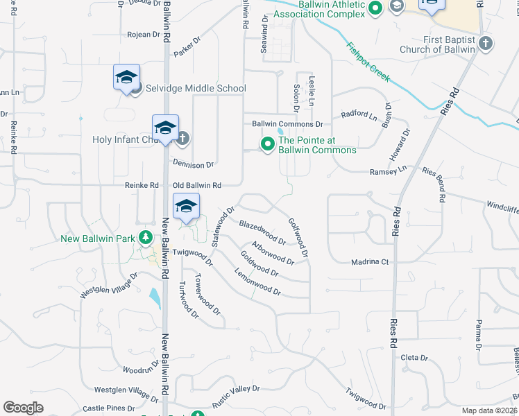 map of restaurants, bars, coffee shops, grocery stores, and more near 217 Bitterwood Drive in Ballwin