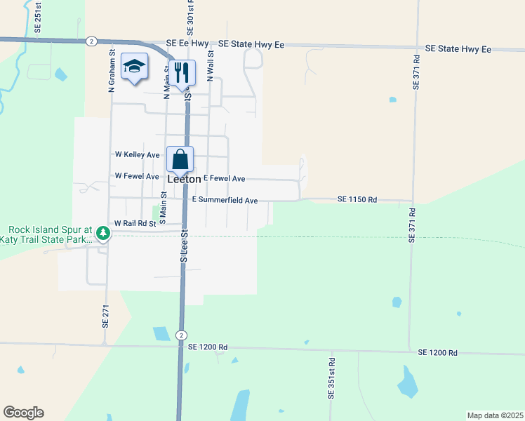 map of restaurants, bars, coffee shops, grocery stores, and more near 202 South Race Street in Leeton