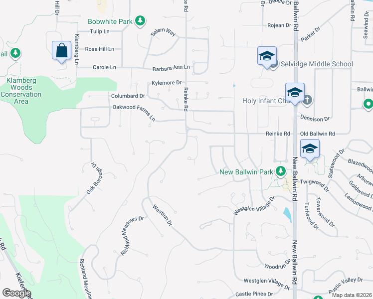 map of restaurants, bars, coffee shops, grocery stores, and more near 870 Reinke Road in Ballwin