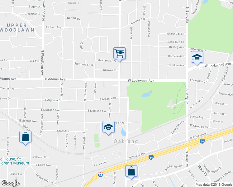 map of restaurants, bars, coffee shops, grocery stores, and more near 105 Sappington Road in St. Louis