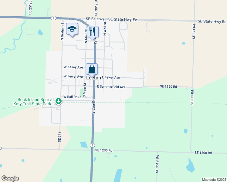 map of restaurants, bars, coffee shops, grocery stores, and more near 203 South Moulton Street in Leeton