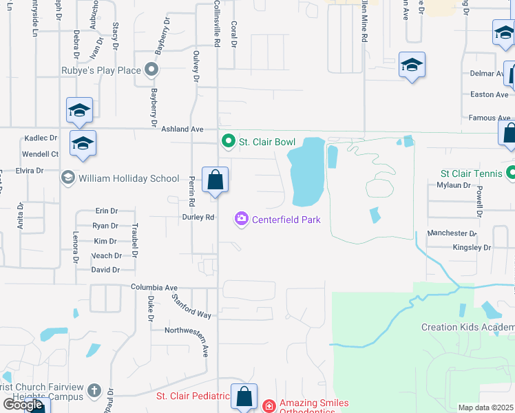 map of restaurants, bars, coffee shops, grocery stores, and more near 5602 Arrow Ridge Road in Fairview Heights