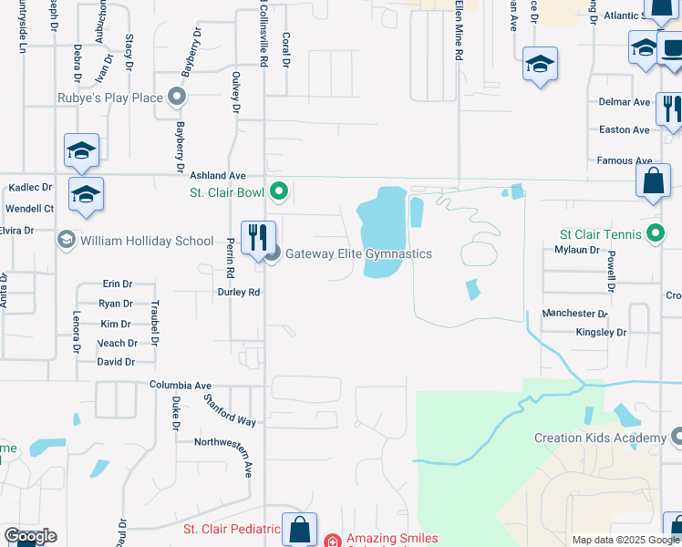 map of restaurants, bars, coffee shops, grocery stores, and more near 5626 Arrow Ridge Road in Fairview Heights