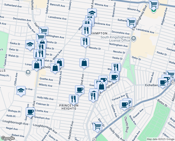 map of restaurants, bars, coffee shops, grocery stores, and more near 5188 Eichelberger Street in St. Louis