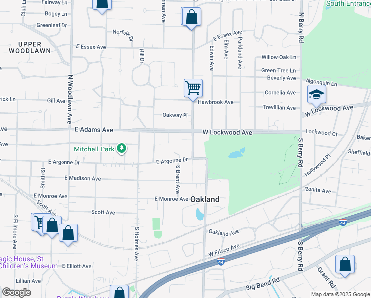 map of restaurants, bars, coffee shops, grocery stores, and more near 105 Sappington Road in St. Louis