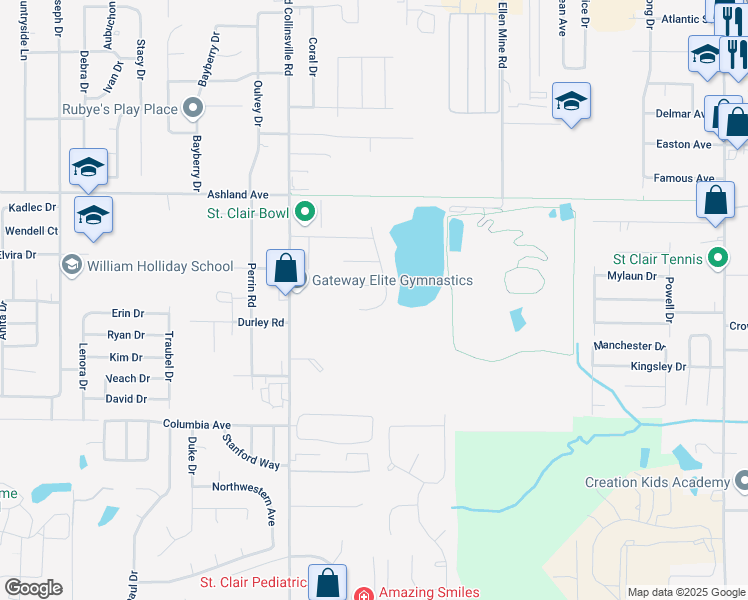 map of restaurants, bars, coffee shops, grocery stores, and more near 5626 Arrow Ridge Road in Fairview Heights